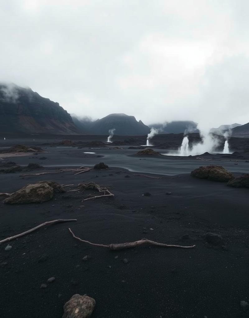 Obsidian fields after rain
