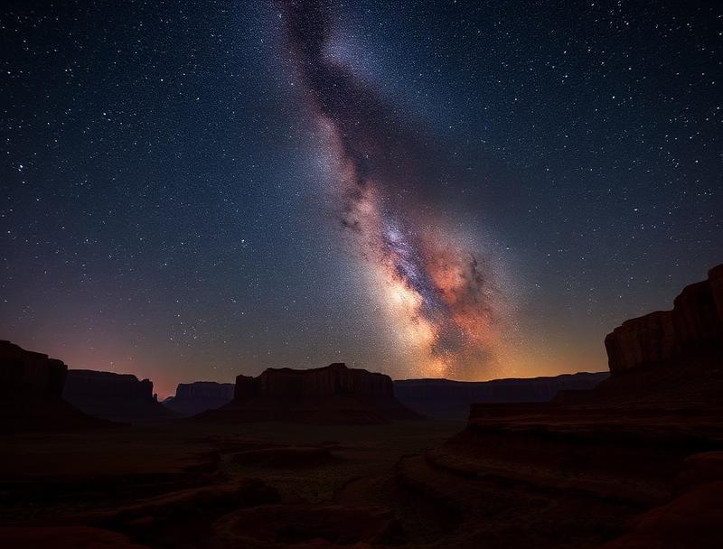 Night sky over a theme park